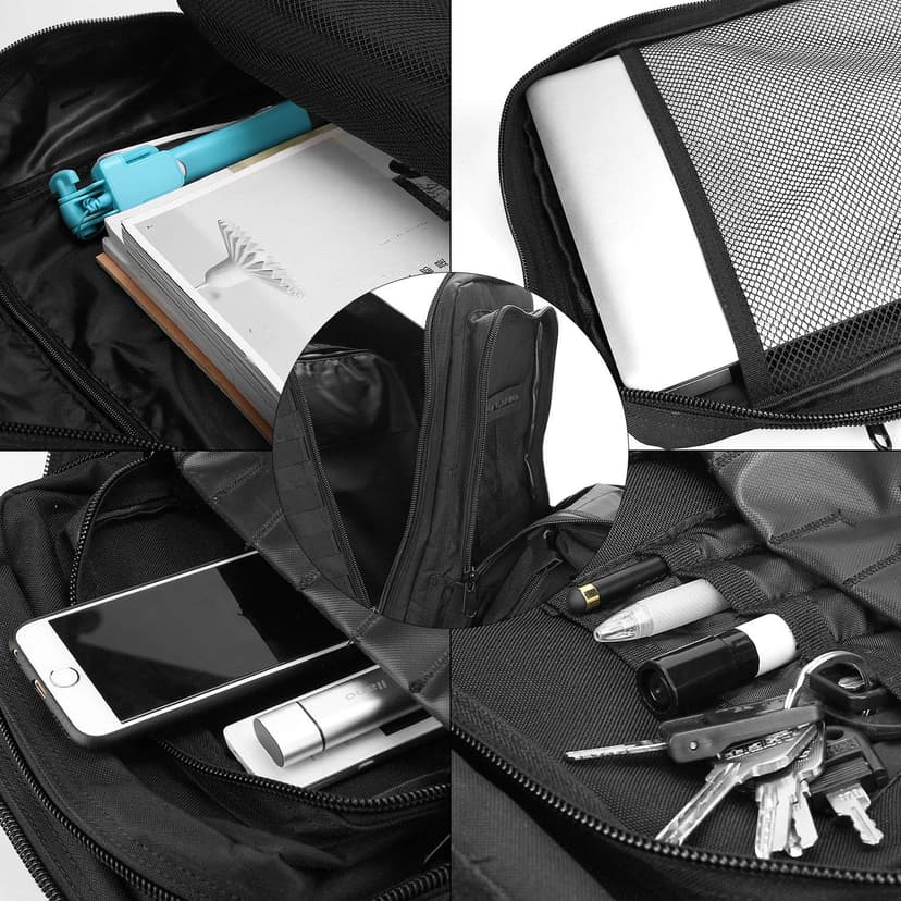 ProCase Military Tactical Assault Backpack Rucksacks, 40L Large Capacity MOLLE Army Pack Bag Go Bag, for Hiking Trekking Camping Travelling Climbing and Other Outdoor Activities –Black - 6