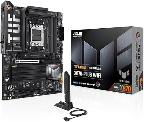 ASUS TUF GAMING X870-PLUS WIFI AMD ATX motherboard, 16+2+1(80A) power stages, DDR5, PCIe 5.0 w/ full support for next-gen GPUs, 4 x M.2 slots, WiFi 7, USB4, front USB 20Gbps w/ PD Fast Charge