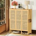 unho Meuble Chaussure d’Entrée en Bambou: Rangement Chaussure avec 5 Étagères Armoire à Chaussures avec 4 Crochets Design - 90.5 × 35 × 107 cm - 5