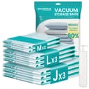 SONGMICS Vacuum Storage Bags, Vacuum Seal Suction Bags for Clothes Bedding Travel, Space Saver Reusable, with Hand Pump, 8 Pack, 2M/3L/3J, Transparent LVB105W101 - 1