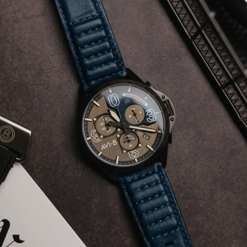 AVI-8 Men's 43mm P-51 Mustang Blakeslee Chronograph D-Day 80 Limited Edition Watch with Leather Strap AV-4077 - 2