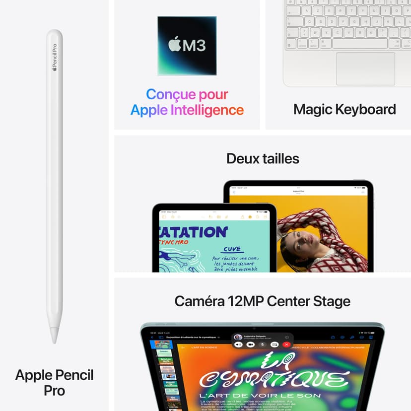 Apple iPad Air 11 inch with M3 Chip: Designed for Apple Intelligence, Liquid Retina Display, 128GB, 12MP Front/Rear Cameras, Wi-Fi 6E, Touch ID, Day Battery Life - Starlight - 5