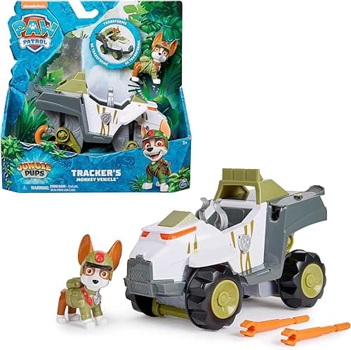 Paw Patrol Jungle Pups, Tracker’s Monkey Vehicle, Toy Truck with Collectible Action Figure, Kids’ Toys for Boys & Girls Aged 3 and Up
