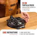 VICTORIA Tortilla Press for Mexican Tortillas Cast Iron HD Pre-seasoned 20 cm, Professional Colombian Pataconera for Making Tacos, Arepas, Quesadillas, Empanadas, Patacones, Roti Maker - 4
