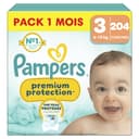 Pampers Couches Premium Protection Taille 3 (6-10 kg), 204 Couches Bébé, Pack 1 Mois, Notre N°1 Pour La Protection Des Peaux Sensibles - 1