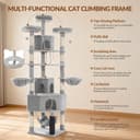 Fobyfurny Large Cat Tree, 220cm Cat Climbing Frame with Large Cave, 3 Top Perches, 8 Sisal Posts, Hammock, Baskets, Grooming Post, Thick Sisal Rope, Play Towers & Trees for Cats, Light Grey FPMS011FG1 - 2