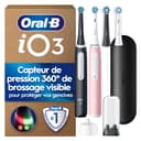 Oral-B Brosse A Dents iO 3, Pack Duo, Manches Noire Et Rose, 5 Modes De Brossage Dont Blancheur Et Soin De Gencives, Capteur De Pression, 4 Brossettes Oral B De Rechange, Etui De Voyage - 1
