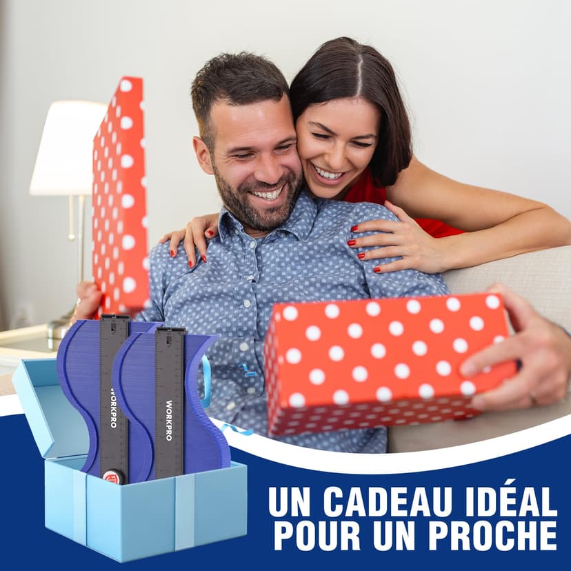 WORKPRO Jauge de Contour Connectable 25+25 cm, Duplicateur de Profil avec Verrouillage, Copie Précise des Formes Irrégulières, Outil de Traçage pour Menuiserie, Parquet, Moquette et Carrelage - 8