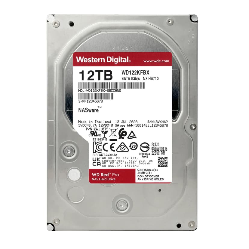 WD Red Pro 12 To NAS Disque Dur Interne 3,5" - 7200 RPM Classe, SATA 6 Gb/s, CMR, Cache de 512 Mo - 2