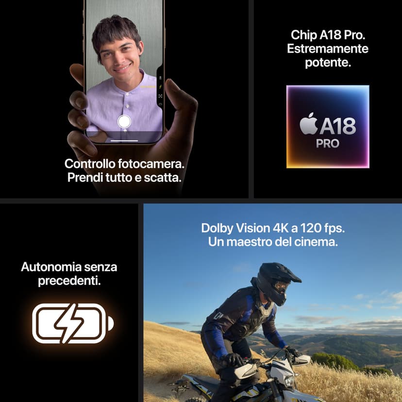 Apple iPhone 16 Pro 256GB: Telefono 5G con Controllo photo camera, Dolby Vision 4K has 120 fps and a previous battery life. Compatible with AirPods; Titanio sabbia - 5