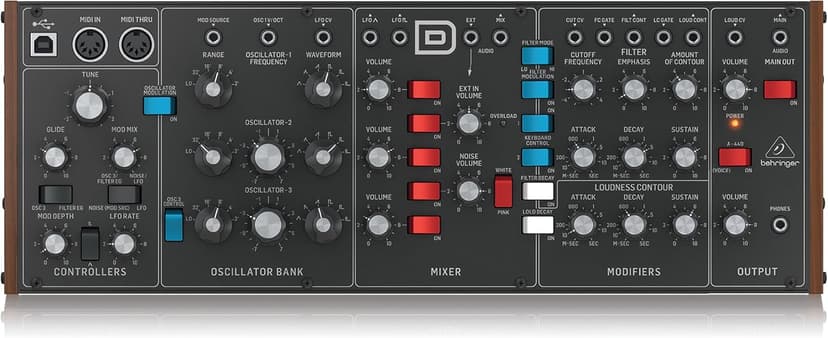 Behringer Model D Synthétiseur Analogique avec 3 Vcos, Filtre Ladder, LFO et Format Eurorack - 1