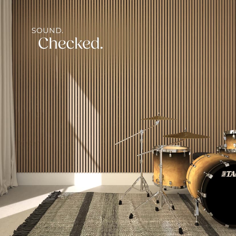 tectake® Set of 2 Acoustic Wall Panels with Real Wood Veneer & MDF, Sound-Absorbing Acoustic Panels with Felt Fabric & Wood Slats, Adjustable Size & Easy Installation, 120 x 60 x 2.1 cm - Oak - 7