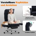 UEV Ergonomic Office Chair with Footrest up to 226 kg, Folding Armrests, Thick Seat Padding, Adjustable Headrest, Desk Chair for Tailor Seat, Computer Chair, Swivel Chair, Home Office, Black - 5