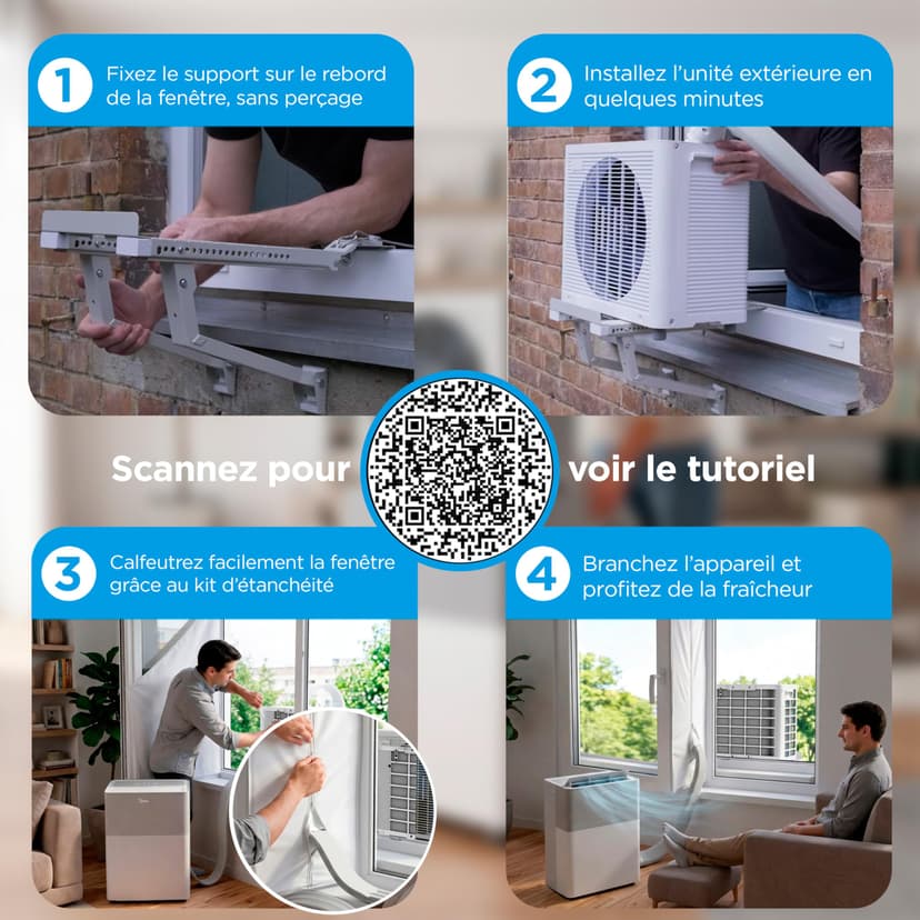 MIDEA Climatiseur PortaSplit Mobile Silencieux 4-in-1| 12000 BTU | Chauffage et Climatisation Portable Prêt à Poser 3,5kW- Clim Mobile avec rafraîchisseur, déshumidificateur, chauffage,ventilateur - 5