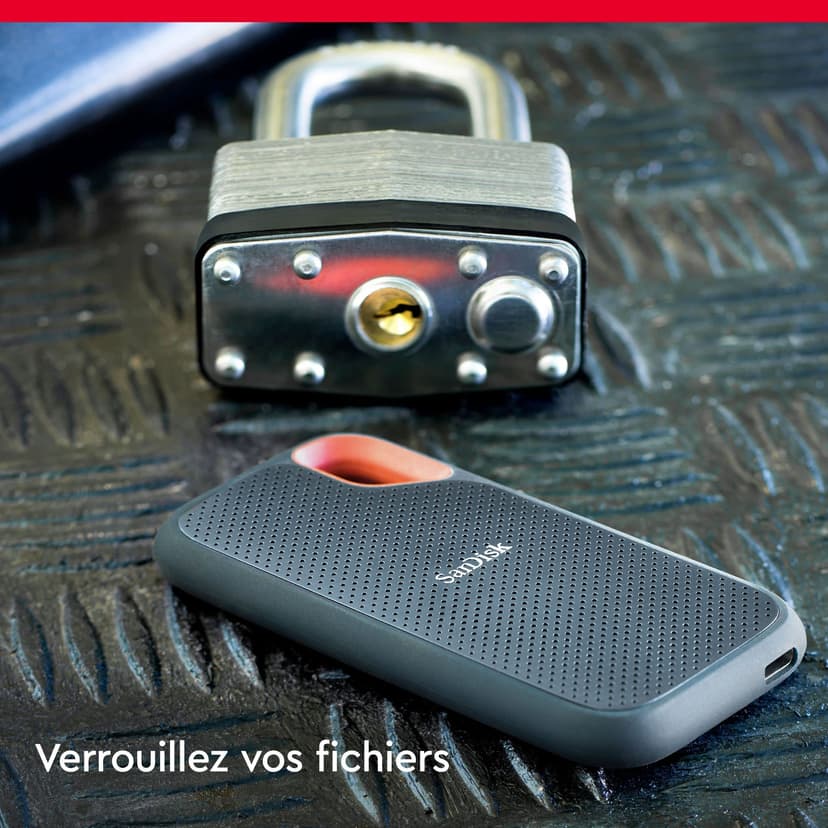 SanDisk 1To Extreme Disque SSD externe, Portable SSD des vitesses allant jusqu'à 1050 Mo/s en lecture, 1000 Mo/s en écriture, USB-C Résistance à la poussière et à l'eau classée IP65, Disque SSD NVMe externe, Noir - 7