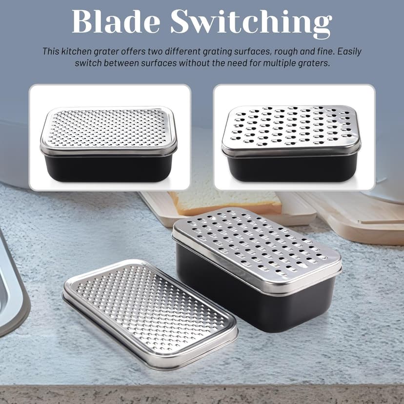 Cheese Grater with Container, Stainless Steel Cheese Shredder, Multifunctional Box Grater - 4