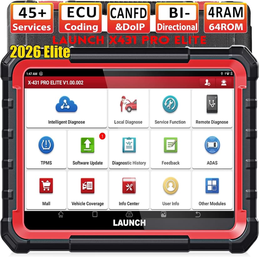 LAUNCH X431 Pro Elite Diagnostic Tool, Bi-Directional OBD2 Scanner, ECU Online Coding, Full System, 45+ Resets Services, CANFD&DOIP, FCA, with 2 Years Update - 1