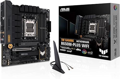 ASUS TUF GAMING B650M-PLUS WIFI AMD Ryzen AM5 Micro-ATX motherboard, 14 power stages, PCIe 5.0 M.2 support, DDR5 memory, WiFi 6 and 2.5 Gb Ethernet, USB4 support and Aura Sync