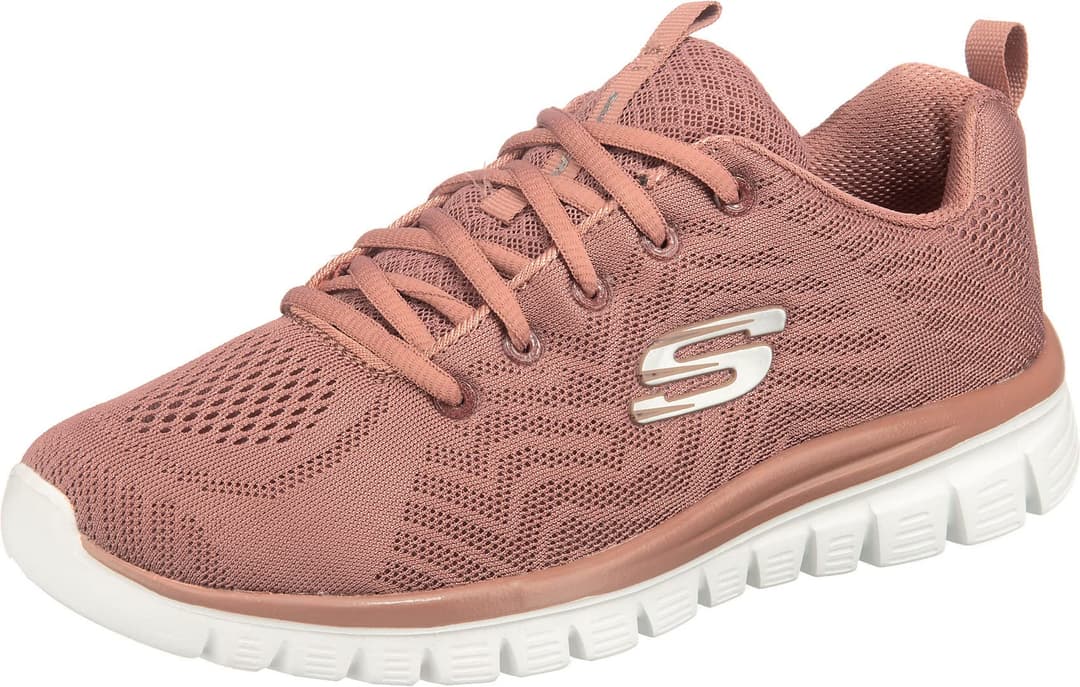 Skechers Women's Graceful Get Connected Sneaker, Mauve Mesh Trim, 5 UK