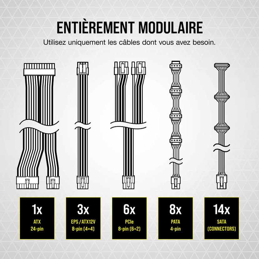 Corsair RM1000x unité d'alimentation d'énergie 1000 W 24-pin ATX ATX Noir - 5