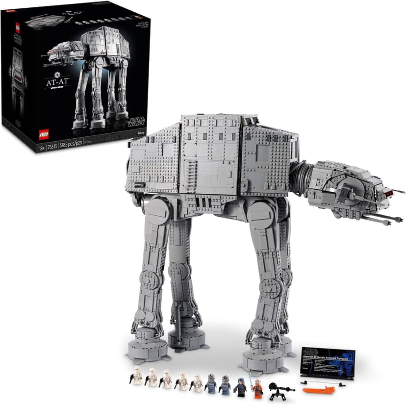 LEGO Star Wars at-at Walker 75313 Buildable Model, Collectible Set for Adults, Ultimate Build and Display Set, 9 Minifigures Including General Veers, Luke Skywalker, Snowtroopers Drivers (6333003) - 1