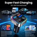 GizmoVine Bluetooth 5.4 FM Transmitter Car Adapter 63W (PD 45W & 18W) [Light Switch] [HiFi Bass Sound] [Fast Charging] Wireless Radio Music Adapter LED Display Zinc Alloy Hands-Free Calling Support - 8