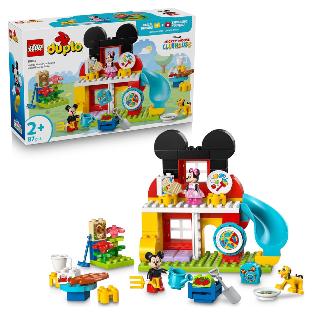 LEGO DUPLO Disney Mickey Mouse Clubhouse with Minnie & Pluto - Educational Fine Motor Skills Toy for Toddlers - incl. 3 Figures & Toodles - Gift for 2+ Year Old Boys & Girls - 10465