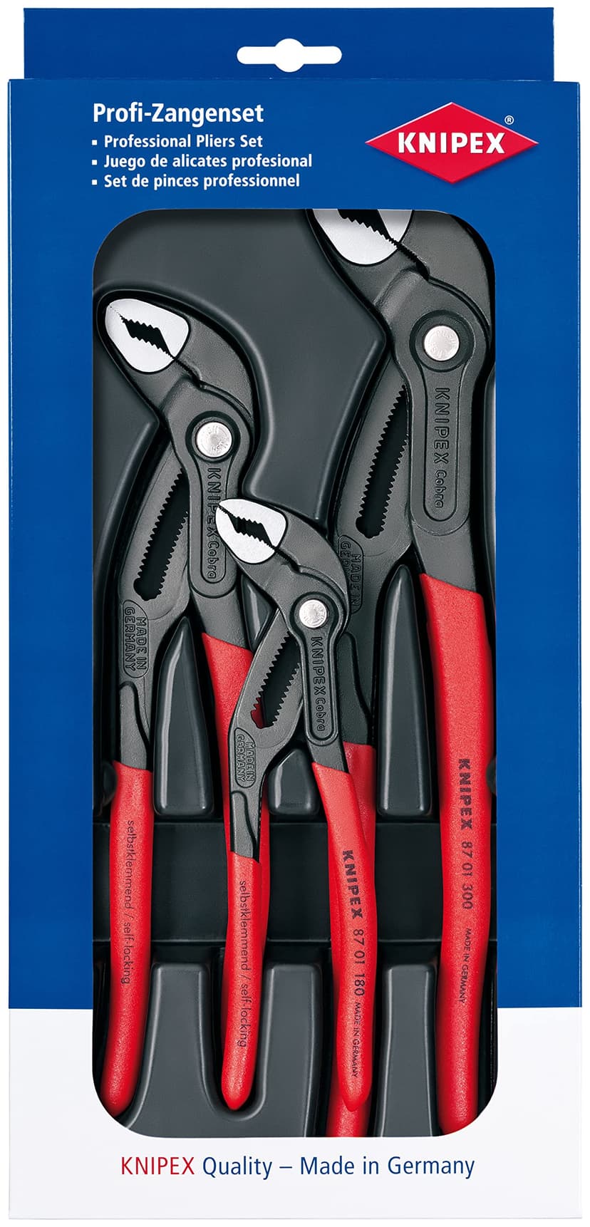 Knipex Jeu de pinces Cobra Jeu de pinces multiprises, 3 outils, 150 à 300 mm, autobloquante, set de pinces, multiprises, 00 20 09 V02 - 5