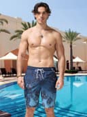 Arcweg Mens Board Shorts Swimming Shorts Quick Dry Men Swim Shorts & Trunks Beach Shorts Long with Multi-Pockets Surf Gray Blue Gradient XXL(UK) - 2