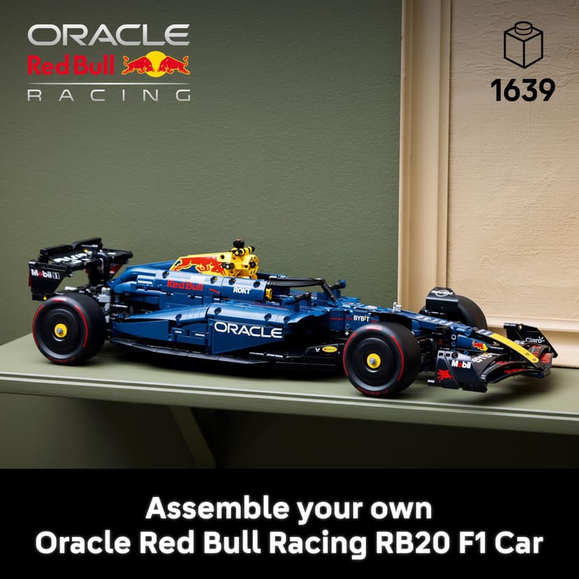 LEGO Technic Oracle Red Bull Racing RB20 F1 Car Model Kit - Collectible Formula 1 Building Set with 1:8 Scale V6 Engine, Gear Box, Steering & DRS - Gift Idea for Adult & Teenage Racing Fans - 42206 - 2