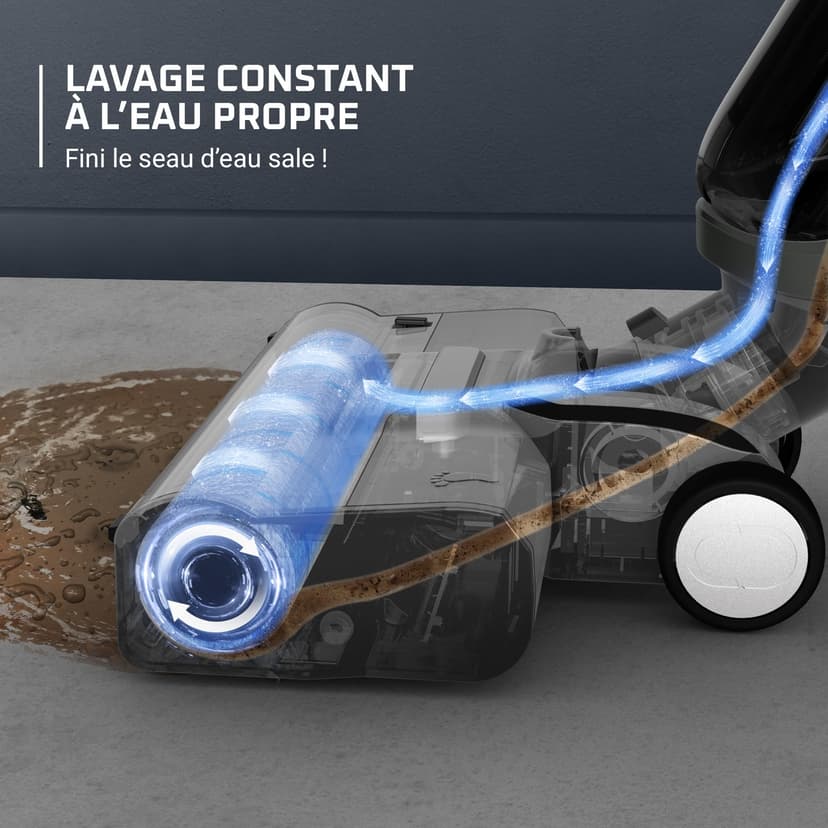 Rowenta X-Clean 4 Aspirateur Balai Laveur sans Fil, Aspiration et Lavage Puissant, Intelligent, Autonomie 50min, Autonettoyage GZ5036WO, Gris - 4