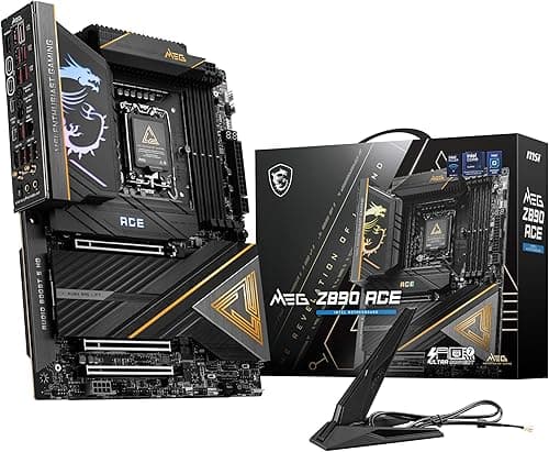 MSI MEG Z890 ACE Gaming Motherboard (Support Core Ultra Series 2 Intel Processors, LGA 1851, DDR5, PCIe 5.0, M.2, SATA, 10Gbps LAN, USB Type-C, Wi-Fi 7, Bluetooth 5.4, Thunderbolt 4, ATX)