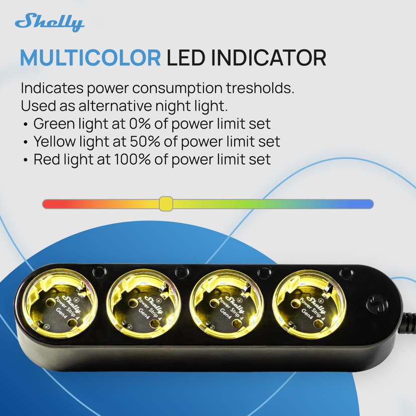 Shelly Power Strip 4 Gen4 Smart Wi-Fi Power Strip 4 Way Power Measurement, 16A Total, 3500W, Timer, Zigbee, Google, Alexa, Siri, No Hub Needed, Matte Black - 6