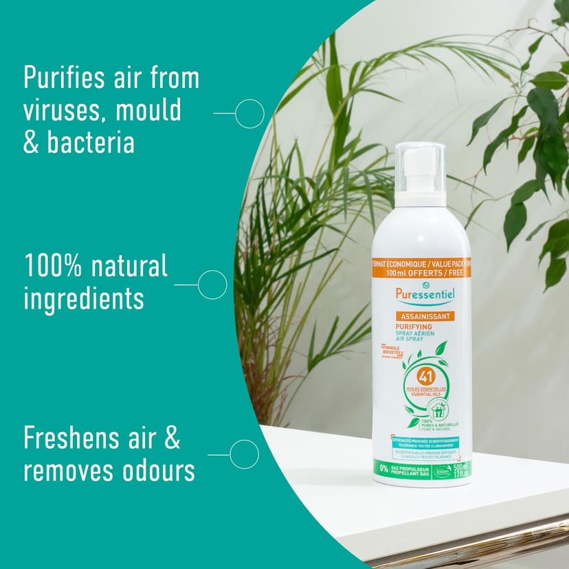 Puressentiel Purifying Air Spray 500 ml - 100% Natural Room Spray - Air Purifier - Air Freshener - Odour Eliminator - Organic Essential Oils - For Your Home, Car & Office - 4
