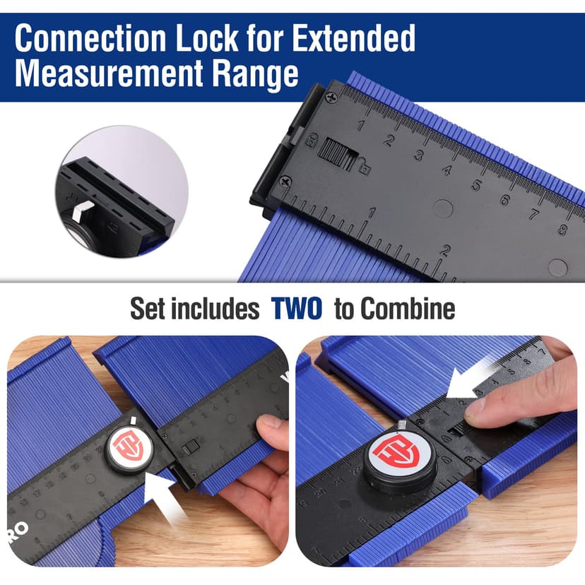 WORKPRO 2-Pack 25 CM Contour Gauge Duplicator, Marking Gauge with Lock, Adjustable Scribe Tool for Woodworking, Construction, Flooring, Tile & DIY Handyman Gift - 4