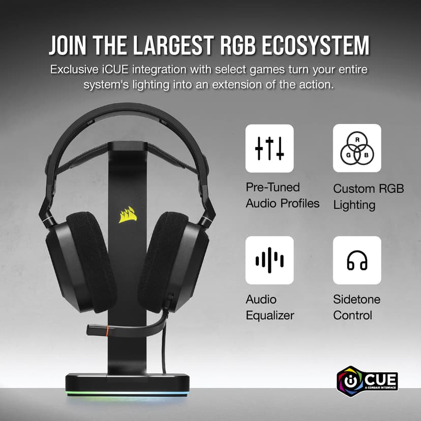 Corsair HS80 RGB USB Gaming Headset - Dolby 7.1 Surround Sound - Broadcast Quality Microphone - iCUE Compatible - PC - Black - 6