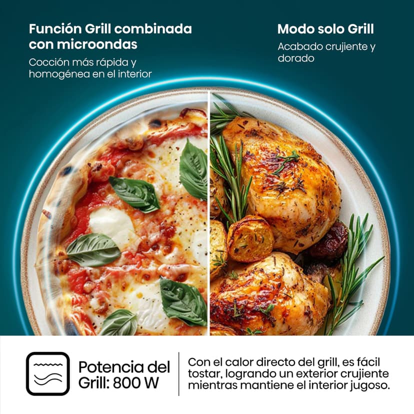 Hisense H20MOBP1G Microwave with Grill, 20L Capacity, 700W Power, 900W with Grill, 5 Levels, 30 Minute Timer, Defrost Mode, Shooter, Black Finish - 5