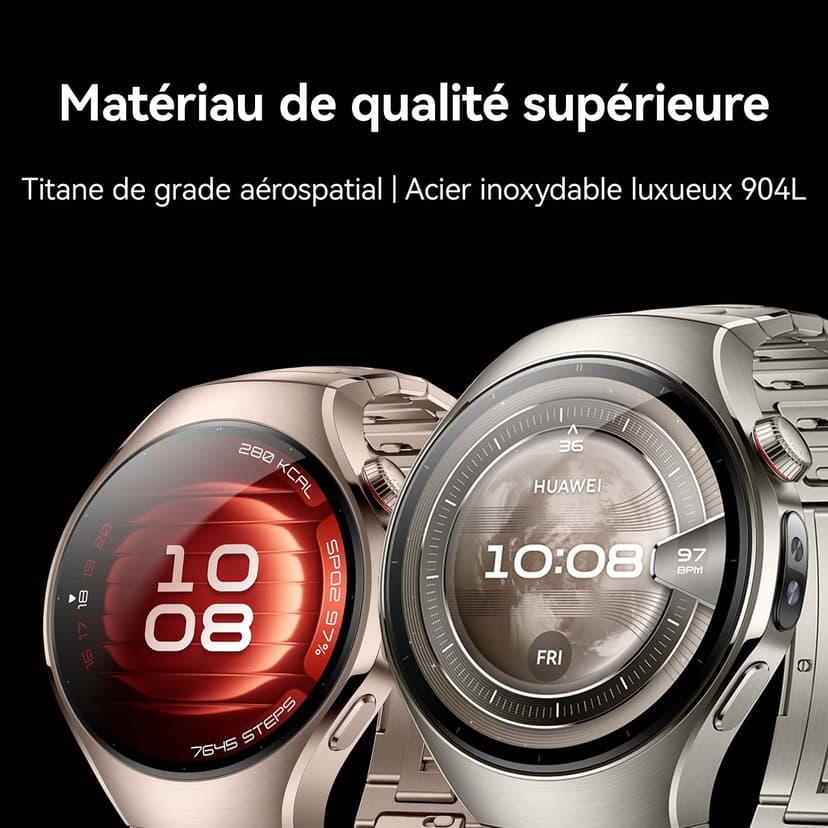 HUAWEI WATCH 5 46mm Smartwatche + Fluoroelastromer band Black, Multi-sensing X-TAP Technology, Fingertip Oxygen Saturation Measurement, For Android and iOS, Extended 6-Month Warranty, Black - 4