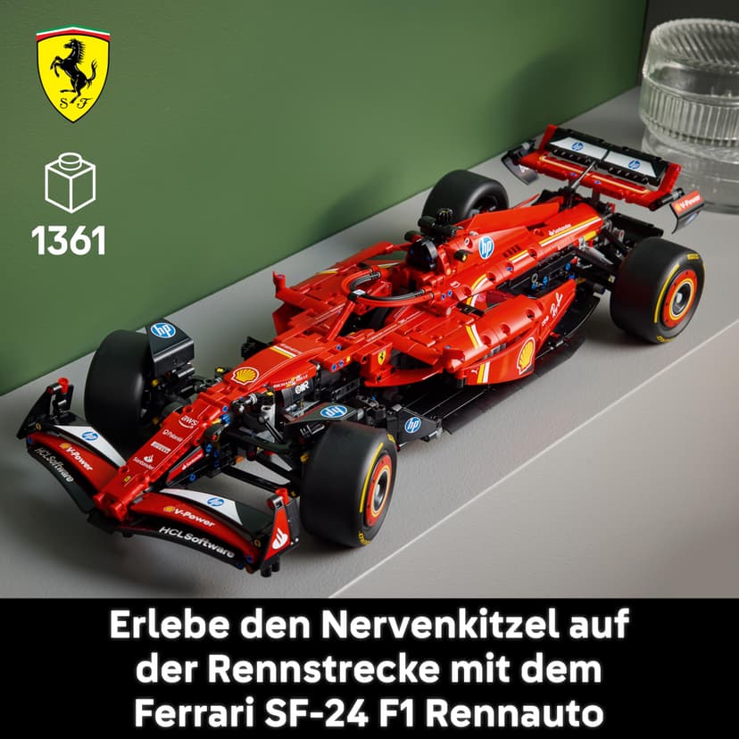 LEGO Technic F1 Ferrari SF-24 - Maquette de Voiture de Course Collector à Échelle 1/8 - Décoration - Inclut Moteur V6, Boîte de Vitesses, DRS et Volant - Idée de Cadeau pour la Fête des Pères 42207 - 2