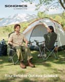 SONGMICS Set of 2 Camping Chairs, Folding Outdoor Chairs with Wide Seat and High Back, Portable Garden Picnic Chairs with Cup Holder, Phone Holder and Side Pocket, Green and Grey GCB005CD01-2J - 2