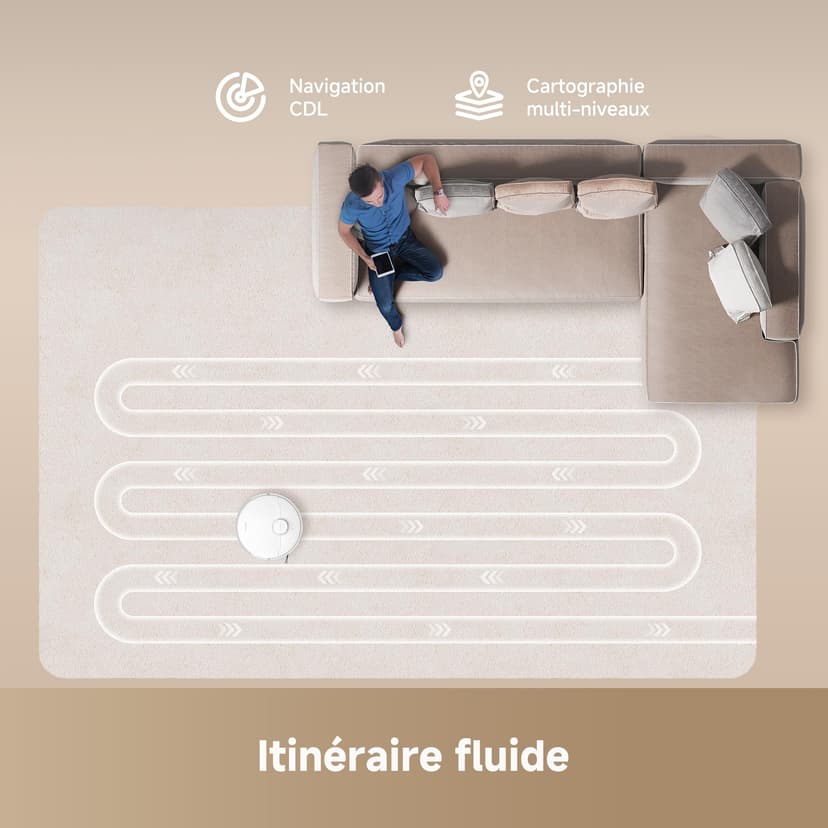 DREAME D20 Robot Aspirateur, 13 000 Pa, Brosse Duo pour Poils d'Animaux, Navigation Laser, Aspirateur et Laveur 2-en-1, Sols Durs et Tapis/Moquettes, Batterie 5 200 mAh, Application et Commande Vocale - 5