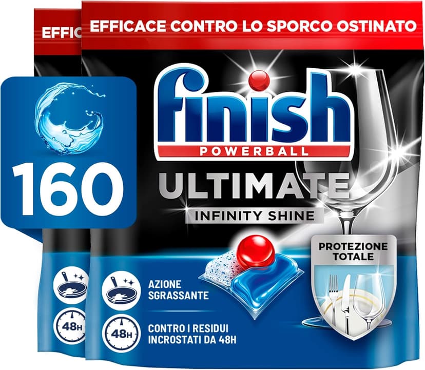 Finish Dishwasher Tablet, Ultimate Infinity Shine, 160 Tablets (80 x 2 pck) Fresh Scent, Clean & Shine Detergent Tabs, Tough on Grease Stains - 1