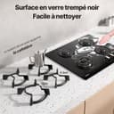 WEHIMO Gas Hob with 4 Burners, Built-in Gas Hob, 60 cm, Cast Iron Grill, 7800W, City Gas and Bottle, Black Glass - 6