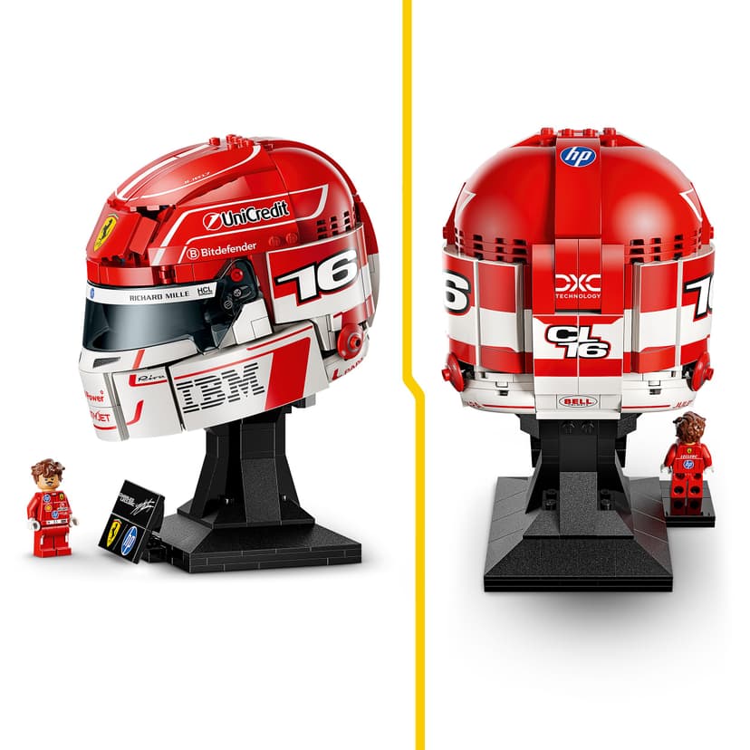 LEGO Editions Scuderia Ferrari HP Charles Leclerc Helmet - F1 Merchandise - Display Model Kit w/Collectible Minifigure - Gift for 14+ Year Old Boys & Adult Motorsport Fans - 43014 - 3