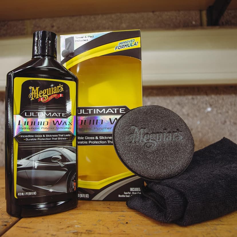 Meguiar's Ultimate Liquid Wax 473ml, Improved Liquid Car Wax Formula for Durable Protection that Shines, Premium Towel and Applicator Pad Car Accessories Included - G210516EU - 9