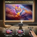 [Elektrischer Fokus/Auto-Keystone] FUDONI Projektor mit WiFi 6 und Bluetooth Dual-Wege, 650ANSI Native 1080P 4K-Unterstützung Outdoor Filmprojektor max. 762.0 cm Display, für iOS/Android/TV-Stick/HDMI - 2
