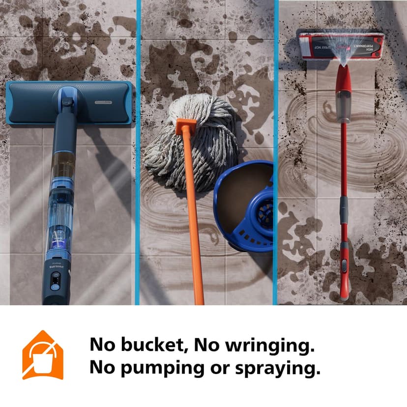 Philips OneUp 5000 Series Electric Mop - 2X Cleaner Floors³, 2X Faster Mopping, Dual Wetness Setting for Hard & Delicate Floors, Cordless with 360° Rotating Hinge (XV5113/01) - 7