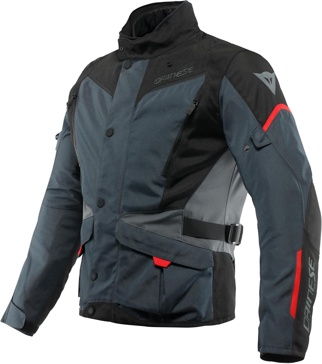 Dainese - Tempest 3 D-Dry, Men's Motorcycle Touring Jacket, Waterproof Jacket, Removable Thermal Lining, Protections On Shoulders And Elbows, Ebony/Black/Red Lava, 52