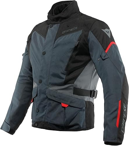 Dainese - Tempest 3 D-Dry, Men's Motorcycle Touring Jacket, Waterproof Jacket, Removable Thermal Lining, Protections On Shoulders And Elbows, Ebony/Black/Red Lava, 52