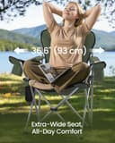 SONGMICS Set of 2 Camping Chairs, Folding Outdoor Chairs with Wide Seat and High Back, Portable Garden Picnic Chairs with Cup Holder, Phone Holder and Side Pocket, Green and Grey GCB005CD01-2J - 3